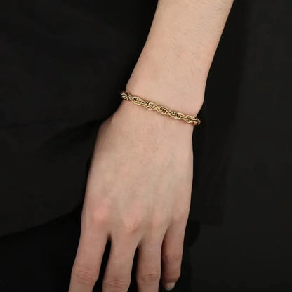 Linda pulseira de Cadeia 4MM de Ouro 18K e Prata Esterlina 925 para Homens e Mulheres, Charmosa, para Casamento e Festa - 20cm / 8 polegadas