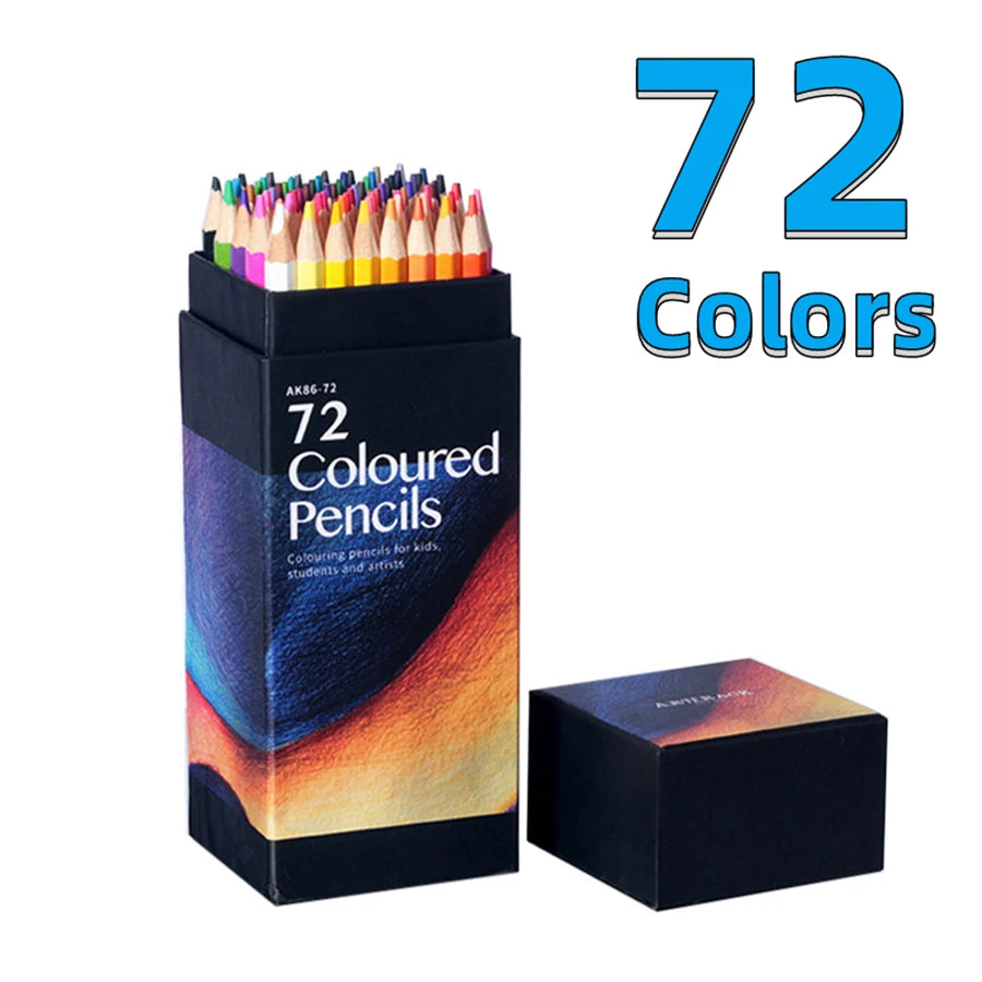 Conjunto de Lápis de Cor Opaque com 12/24/36/48/72 Cores - Lápis de Madeira Hexagonal para Artistas, Desenhistas e Estudantes
