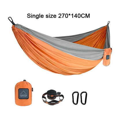 Rede de Camping Portátil em Tecido de Pára-quedas de Nylon - Tamanho Único e Duplo para Atividades ao Ar Livre, Caminhadas e Jardim
