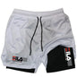 Shorts esportivos masculinos dois em um respirável casual de secagem rápida shorts de camada dupla verão correndo calças esportivas M-3XL