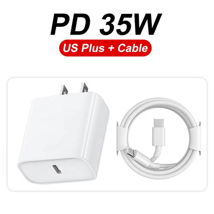 Carregador Original Apple 35W Rápido para iPhone (14, 13, 12, 11 Pro Max, XS, XR, 7, 8 Plus) USB-C com Cabo - Acessórios para Celular