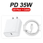 Carregador Original Apple 35W Rápido para iPhone (14, 13, 12, 11 Pro Max, XS, XR, 7, 8 Plus) USB-C com Cabo - Acessórios para Celular