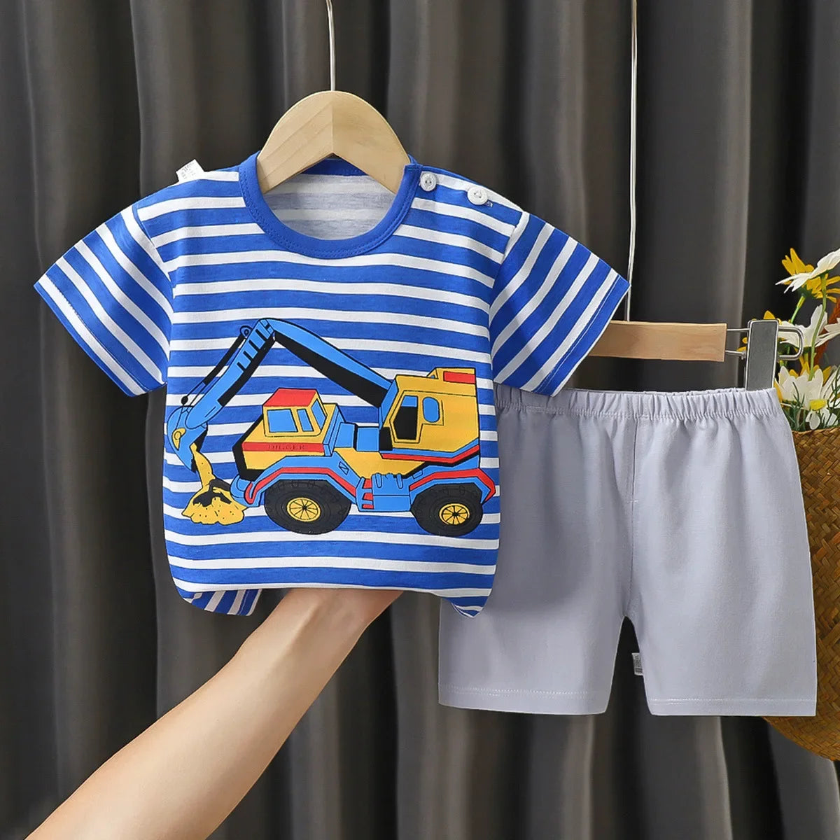 Conjunto Infantil para Filhos - Camiseta e Shorts de Algodão para Meninos e Meninas (2 Peças)