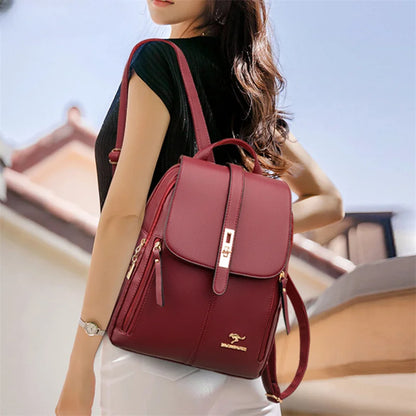 Mochila de Couro Luxuosa para Mulheres - Mochila Casual, Vintage e Elegante para Meninas e Adolescentes