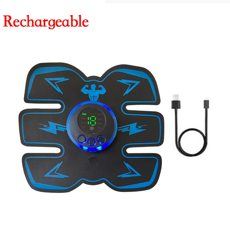 Estimulador Muscular Inteligente USB Recarregável EMS Elétrico Adesivo Abdominal Treinamento Braço Pescoço Massageador Corporal Fitness Emagrecedor