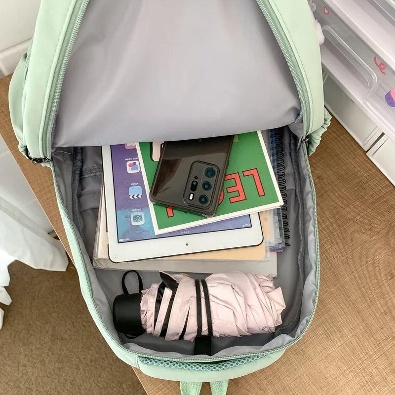 Nova Mochila Feminina de Moda com Alta Capacidade e Impermeável - Mochila Escolar para Meninas, Moderna, para Laptop, Bolsa de Viagem para Garotas, Mochila de Livro Fofa
