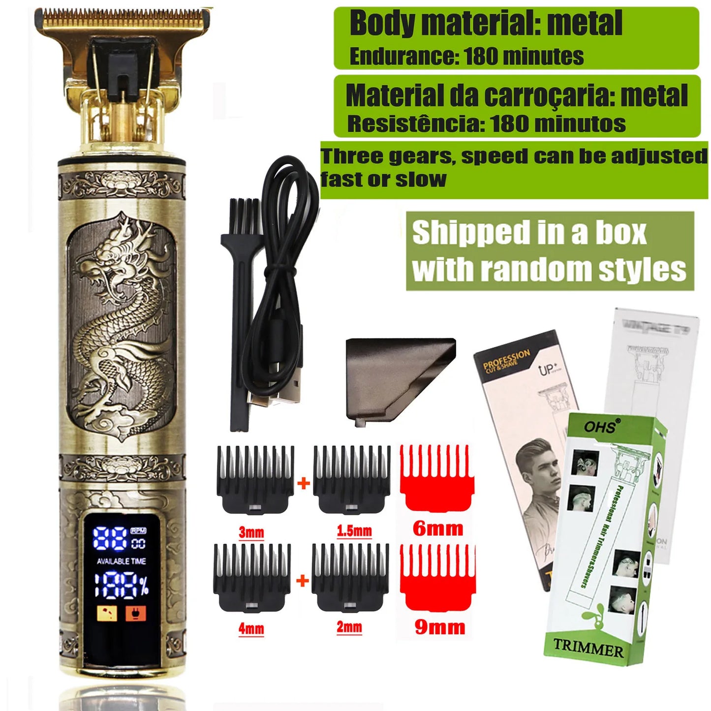 T9 Máquina de Barbear Elétrica Sem Fio para Cabelos, Barbeador, Aparelho de Barbear para Viagem, Barbeador para Homens, Máquina de Barbear para Homens.
