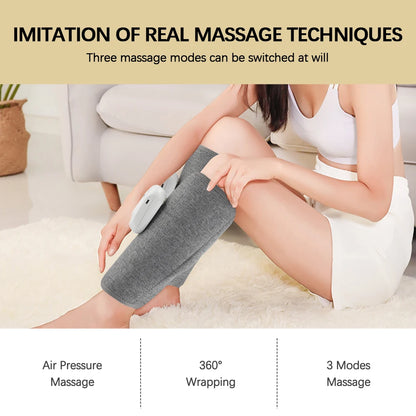 Massageador Elétrico 360° de Pressão de Ar para Panturrilhas, Massagem Sem Fio para Pernas, 3 Modos de Compressão com Bolsa de Ar, Relaxamento dos Músculos das Pernas e Pés, Circulação Sanguínea.