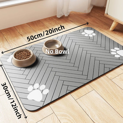 Tapete de Alimentação para Pet - Tapete Absorvente para Tigelas de Comida e Água, com Fundo de Borracha Impermeável, Tapete de Secagem Rápida para Cães e Gatos