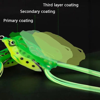 Iscas de Rã 2 peças Isca de Tubo Macio de Plástico com Ganchos Isca Soft de Superfície com Olhos 3D Ferramenta de Isca Artificial Selvagem Suspensa
