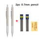 Conjunto de Lápis Mecânico 0.3, 0.5, 0.7, 0.9, 1.3, 2.0mm - Lápis Automático de Metal Completo para Desenho e Pintura com Refis para Escritório e Escola