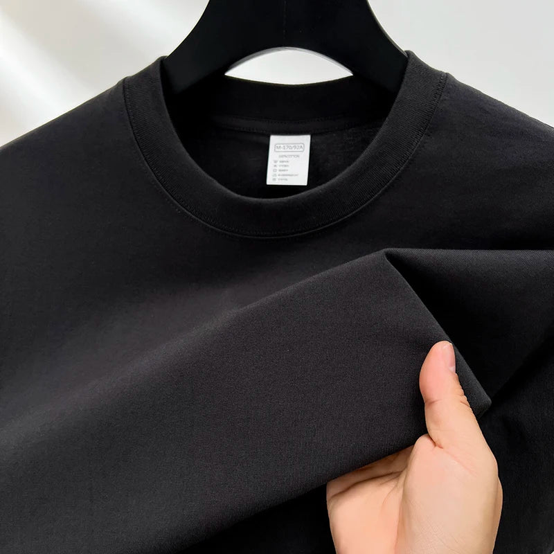 Camiseta Masculina de Manga Curta, Estilo Fashion, Gola Redonda, 100% Algodão Puro, Verão, Alta Qualidade, Respirável, Top de Manga Curta
