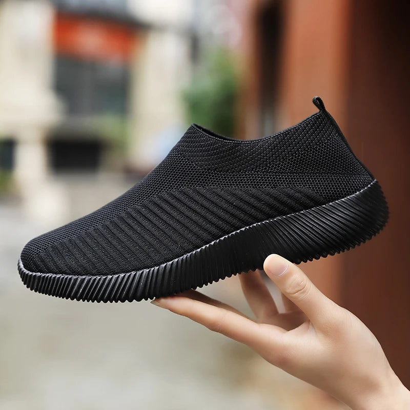 Tênis Feminino de Cor Sólida | Mesh Respirável e Trançado | Leve e Confortável | Para Caminhada, Corrida e Atividades ao Ar Livre