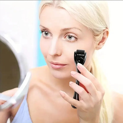 Microneedle Derma Roller com Agulhas de Titânio - Ferramenta Incrível para Microneedling Facial e Capilar para Mulheres e Homens