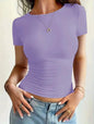 Camiseta Feminina Básica, Decote Redondo, Manga Curta e Cropped - Tendência Y2K 2024