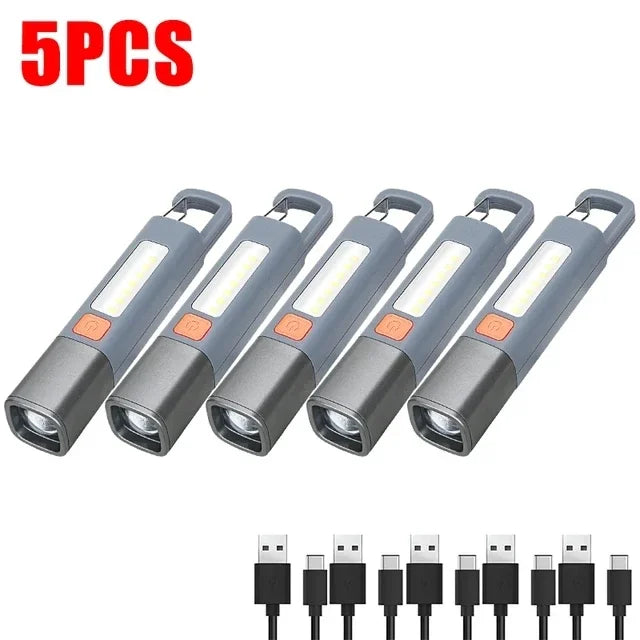 Nova Lanterna Portátil LED Xiaomi USB Recarregável com Gancho, Zoom, Lâmpada de Longo Alcance para Acampamento e Caminhadas, Lanterna de Emergência