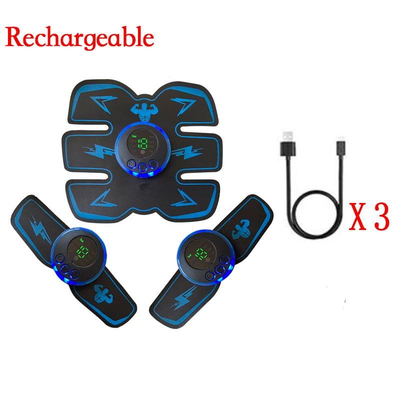 Estimulador Muscular Inteligente USB Recarregável EMS Elétrico Adesivo Abdominal Treinamento Braço Pescoço Massageador Corporal Fitness Emagrecedor