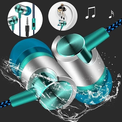 Fones de Ouvido In-Ear com Fio, Cancelamento de Ruído, Design Ergonômico, Estéreo para Esportes e Uso Diário