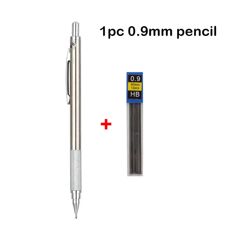 Conjunto de Lápis Mecânico 0.3, 0.5, 0.7, 0.9, 1.3, 2.0mm - Lápis Automático de Metal Completo para Desenho e Pintura com Refis para Escritório e Escola