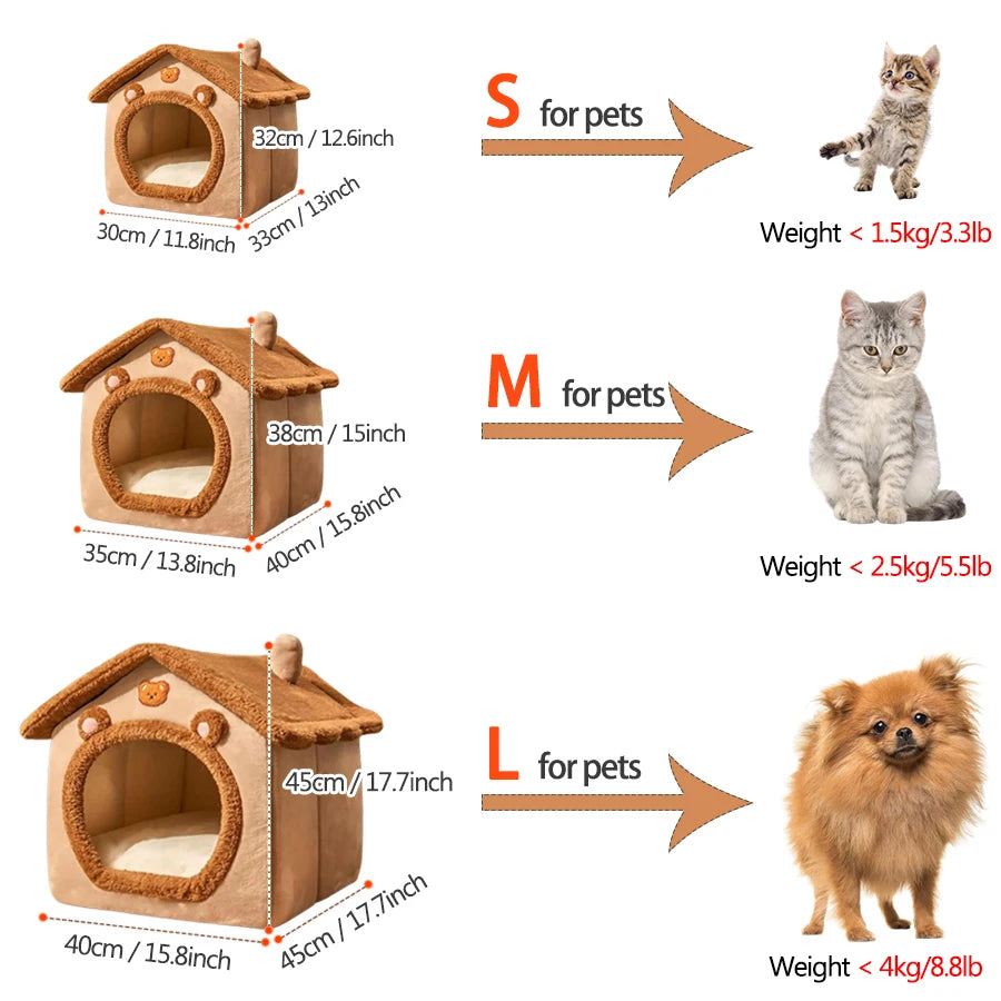 Casa de Pet Dobrável, Removível e Lavável, Casa para Gato e Caverna para Filhote, Sofá para Cães, Cama para Pet, Ideal para Cães Extra Pequenos e Gatos Pequenos e Médios