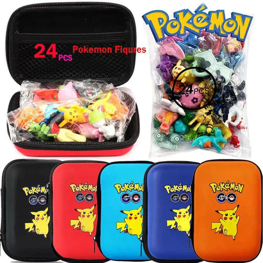 Conjunto de 24 Figuras de Ação Pokémon - 2-3 cm (Não Repetitivas) - Modelos de Brinquedos Miniaturas Anime Pikachu - Presentes de Aniversário para Crianças