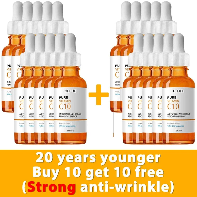 Sérum Facial de Vitamina C | Remover Rugas e Firmar a Pele | Anti-Envelhecimento e Clareador de Pele