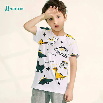 Camiseta Infantil para Meninos e Meninas - Roupas de Verão com Estampa de Desenho Animado, Manga Curta, 100% Algodão