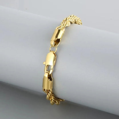 Linda pulseira de Cadeia 4MM de Ouro 18K e Prata Esterlina 925 para Homens e Mulheres, Charmosa, para Casamento e Festa - 20cm / 8 polegadas