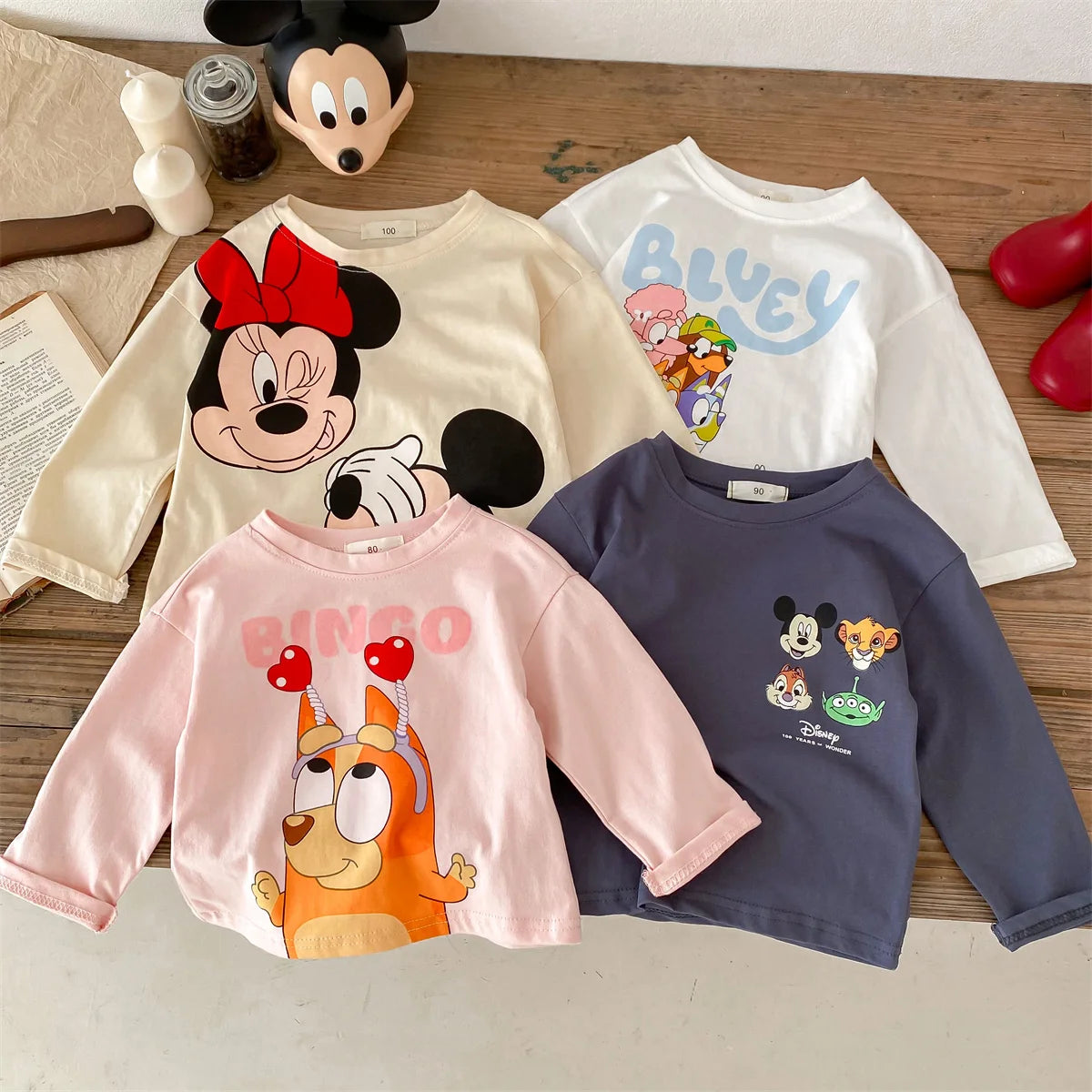 Camiseta Disney Infantil de Manga Longa - Estampa Cartoon para Meninas