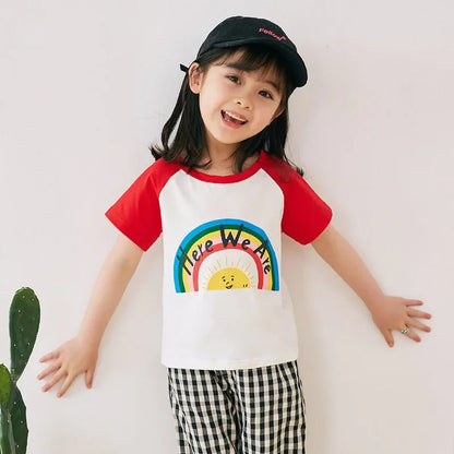 Camiseta Infantil para Meninos e Meninas - Roupas de Verão com Estampa de Desenho Animado, Manga Curta, 100% Algodão