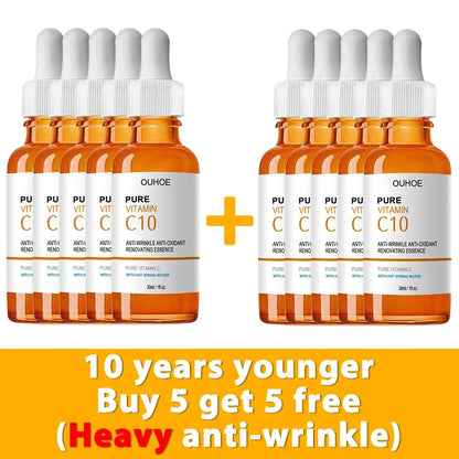 Sérum Facial de Vitamina C | Remover Rugas e Firmar a Pele | Anti-Envelhecimento e Clareador de Pele