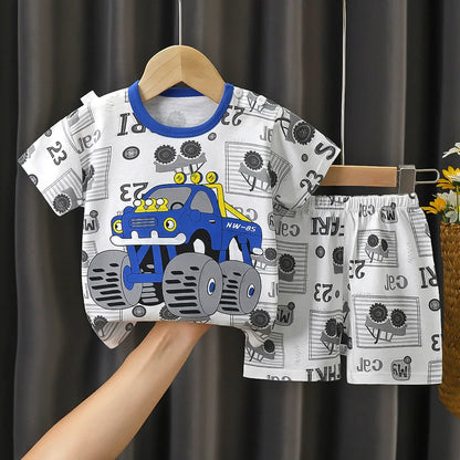 Conjunto Infantil para Filhos - Camiseta e Shorts de Algodão para Meninos e Meninas (2 Peças)