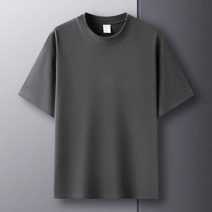 Camiseta Masculina de Manga Curta, Estilo Fashion, Gola Redonda, 100% Algodão Puro, Verão, Alta Qualidade, Respirável, Top de Manga Curta