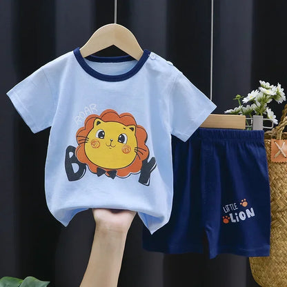 Conjunto Infantil para Filhos - Camiseta e Shorts de Algodão para Meninos e Meninas (2 Peças)