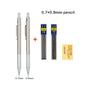 Conjunto de Lápis Mecânico 0.3, 0.5, 0.7, 0.9, 1.3, 2.0mm - Lápis Automático de Metal Completo para Desenho e Pintura com Refis para Escritório e Escola