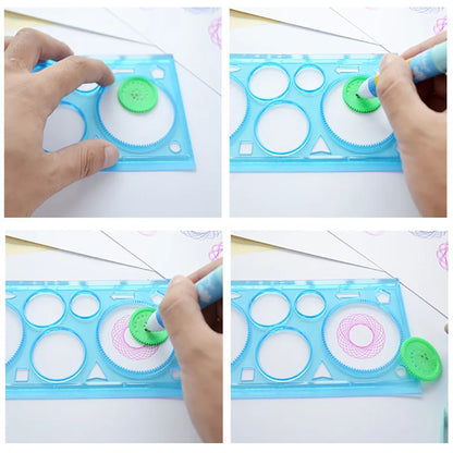 Conjunto de Estênceis de Desenho Geométrico Spirograph - Template de Pintura para Artesanato Criativo e Educacional para Crianças
