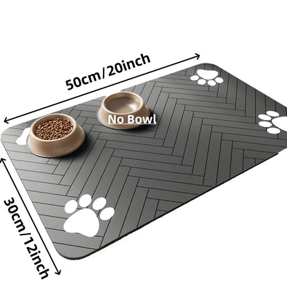 Tapete de Alimentação para Pet - Tapete Absorvente para Tigelas de Comida e Água, com Fundo de Borracha Impermeável, Tapete de Secagem Rápida para Cães e Gatos