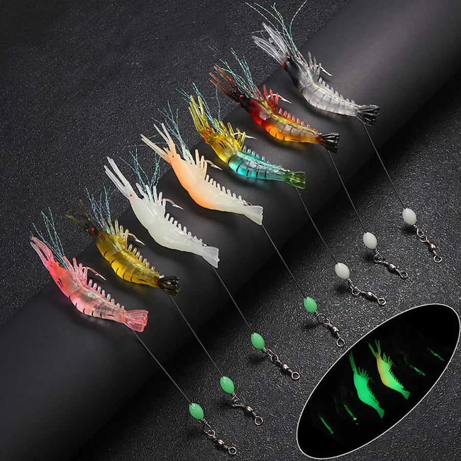 Conjunto de Iscas Artificiais para Pesca 3 Peças/7 Peças – Isca de Camarão e Acessórios para Pesca