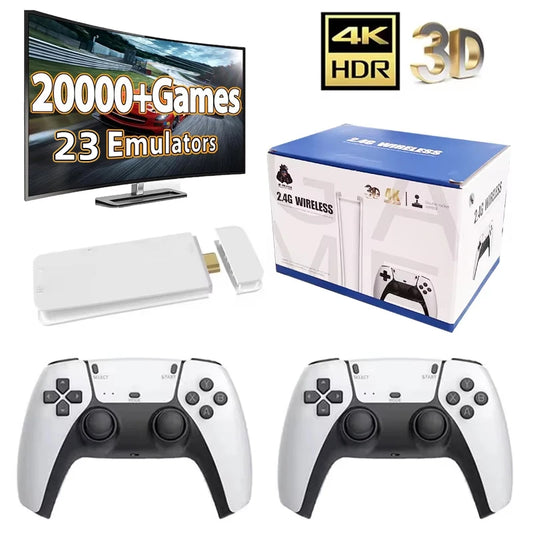 M15 Game Stick 4K Mini Retro Video Game Console com 20.000 Jogos Integrados e Controle Sem Fio para 2 Jogadores
