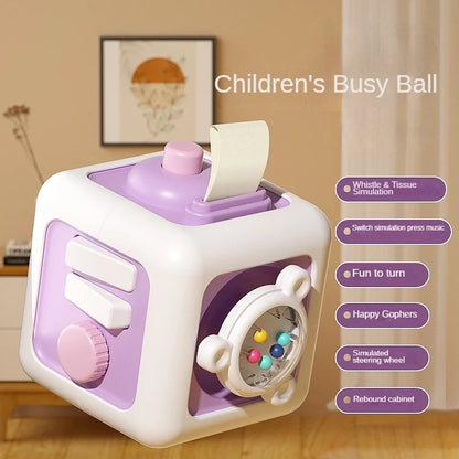 6 em 1 Brinquedo Educativo Montessori - Quadro Sensorial para Bebê, Caixa com Gaveta, Fidget e Habilidades de Prática para Meninas e Meninos