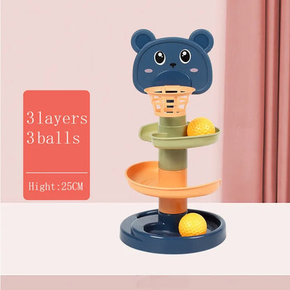 Brinquedo Montessori para Bebê - Torre de Bola Rolante, Jogo Educacional Montessori, Brinquedo de Empilhamento para Desenvolvimento do Bebê (1-3 anos)
