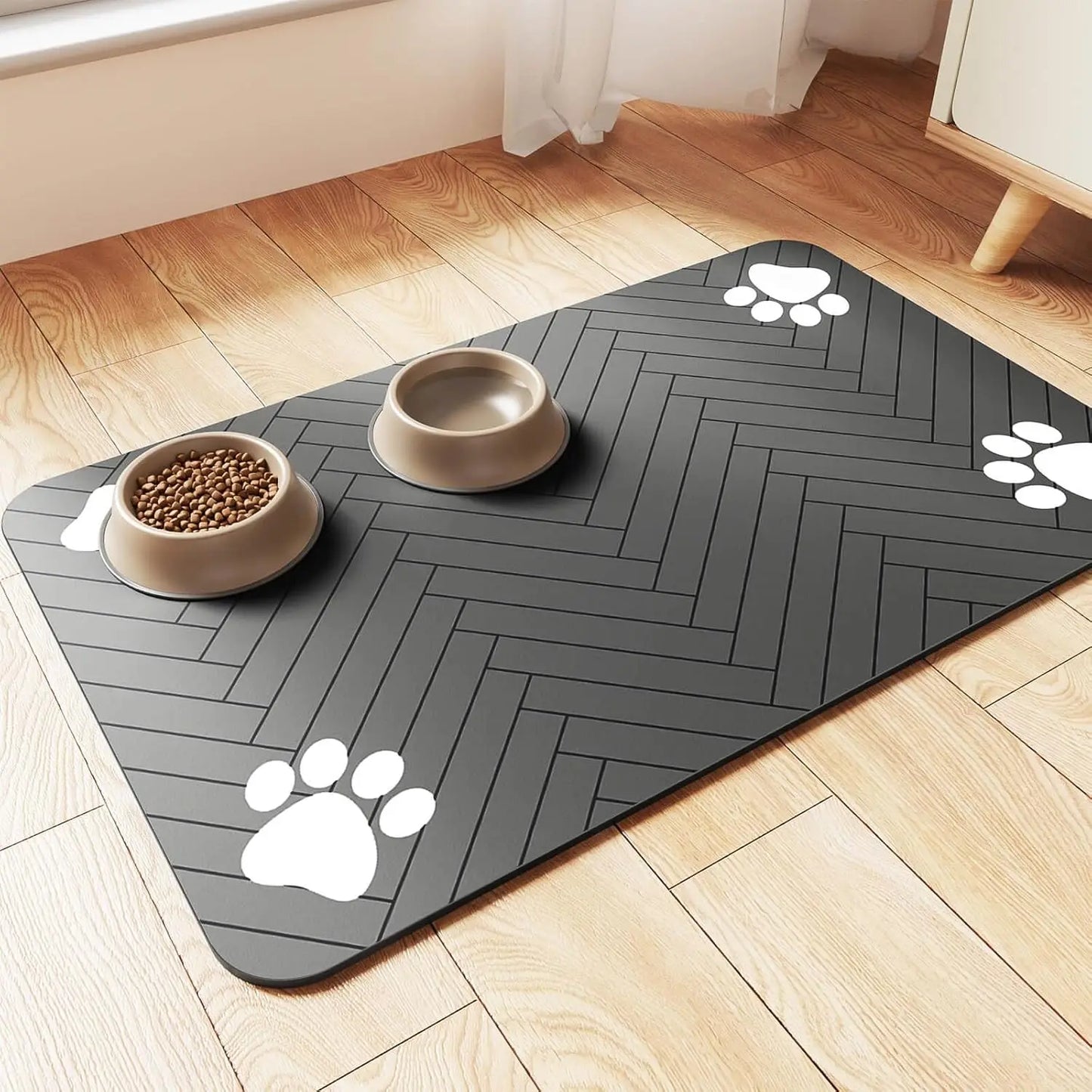 Tapete de Alimentação para Pet - Tapete Absorvente para Tigelas de Comida e Água, com Fundo de Borracha Impermeável, Tapete de Secagem Rápida para Cães e Gatos