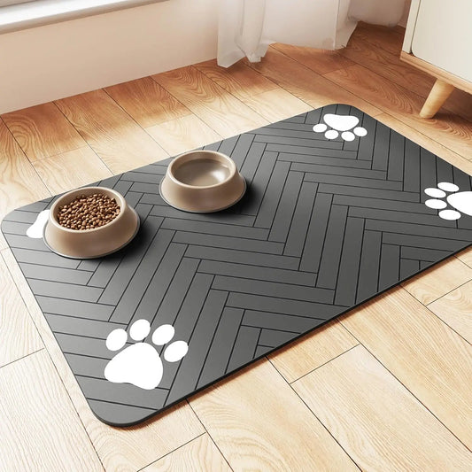 Tapete de Alimentação para Pet - Tapete Absorvente para Tigelas de Comida e Água, com Fundo de Borracha Impermeável, Tapete de Secagem Rápida para Cães e Gatos