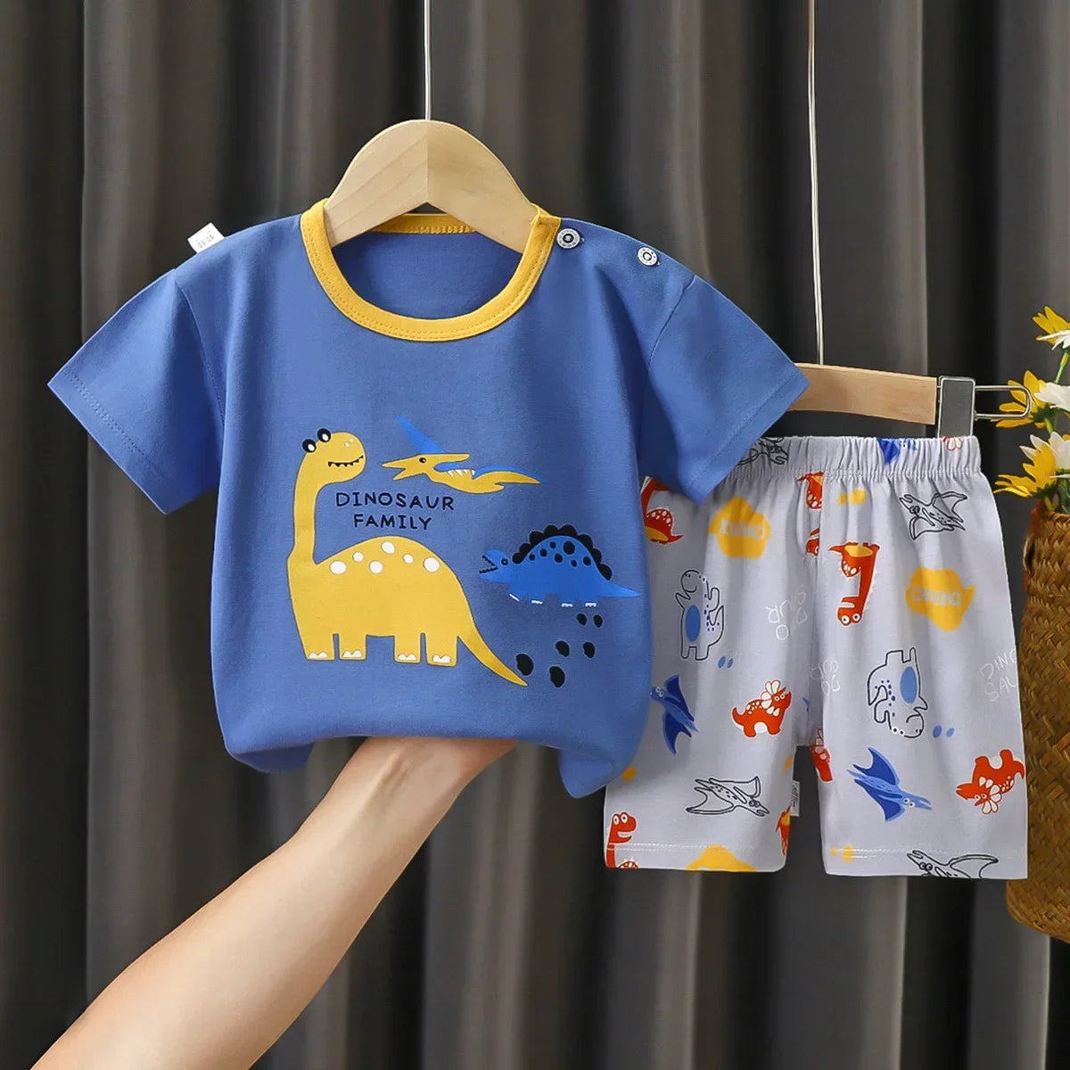 Conjunto Infantil para Filhos - Camiseta e Shorts de Algodão para Meninos e Meninas (2 Peças)