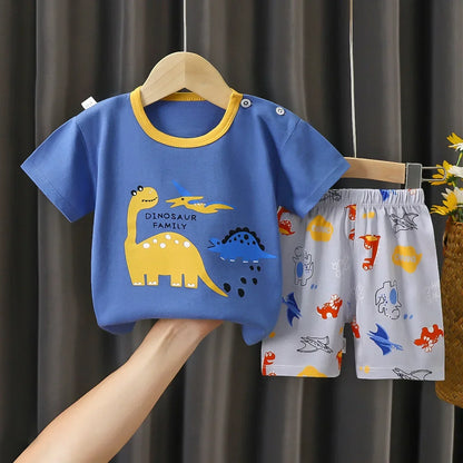 Conjunto Infantil para Filhos - Camiseta e Shorts de Algodão para Meninos e Meninas (2 Peças)