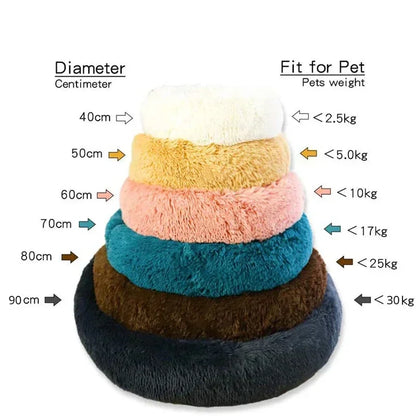 Cama Redonda para Pet 40-90cm – Cama Super Macia para Cães Grandes e Gatos, Casa para Cães de Médio Porte, Cama Aquecida de Pelúcia Longa para Inverno
