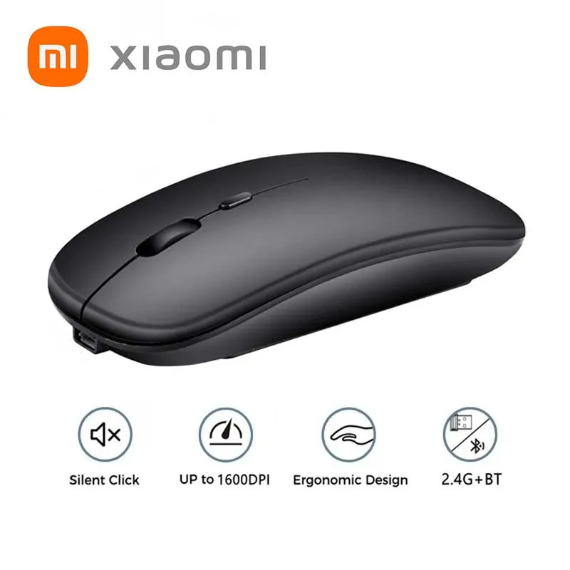 Mouse Bluetooth Xiaomi 2.4GHz - Sem Fio, Recarregável e Silencioso com Ajuste de DPI