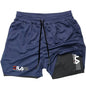 Shorts esportivos masculinos dois em um respirável casual de secagem rápida shorts de camada dupla verão correndo calças esportivas M-3XL