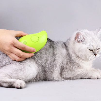 Escova a Vapor para Gatos e Cães 3 em 1 - Escova Elétrica com Pulverizador para Massagem e Cuidados com a Pelagem