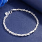 Linda pulseira de Cadeia 4MM de Ouro 18K e Prata Esterlina 925 para Homens e Mulheres, Charmosa, para Casamento e Festa - 20cm / 8 polegadas